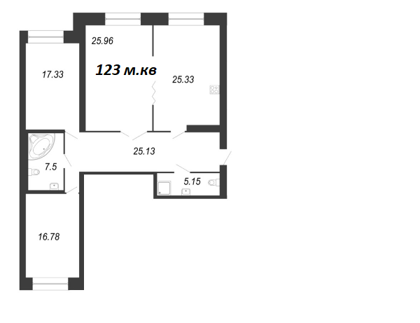 ЖК "Сосновка" 3-х комнатная 123 м.кв. 